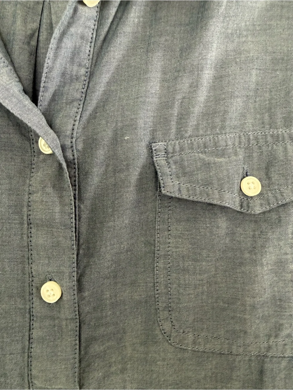 J.Crew Women’s L Blue Chambray Popover Shirt Roll Tab Sleeve